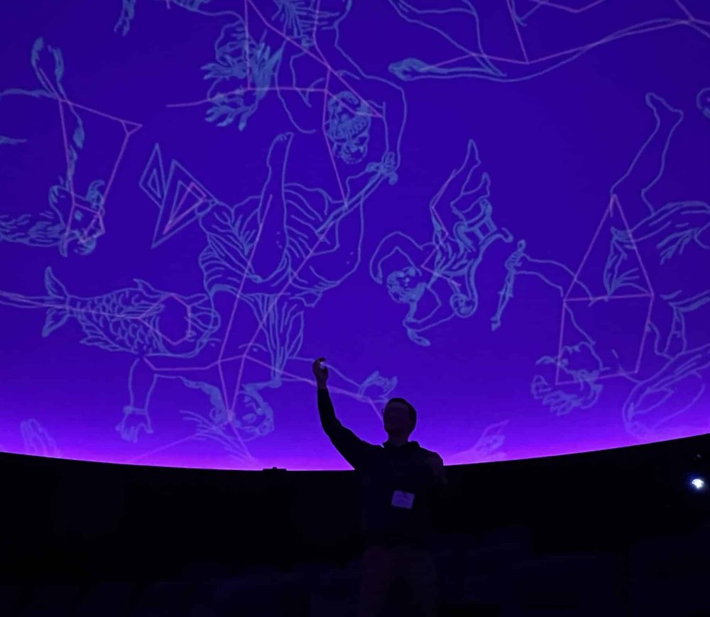 Constellations projected across the dome of the EcoTarium planetarium.